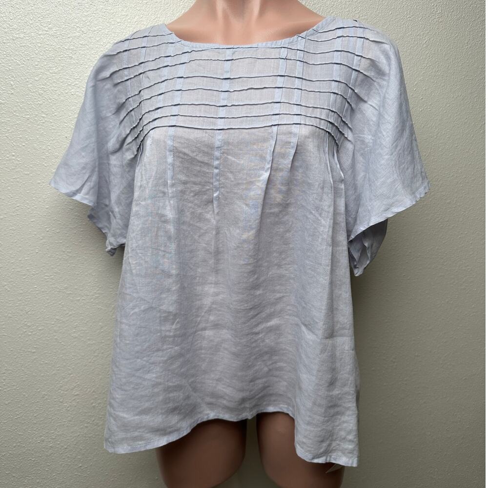 NWT Poetry Blouse Light Blue Womens US 12 Pintuck - Picture 2 of 12